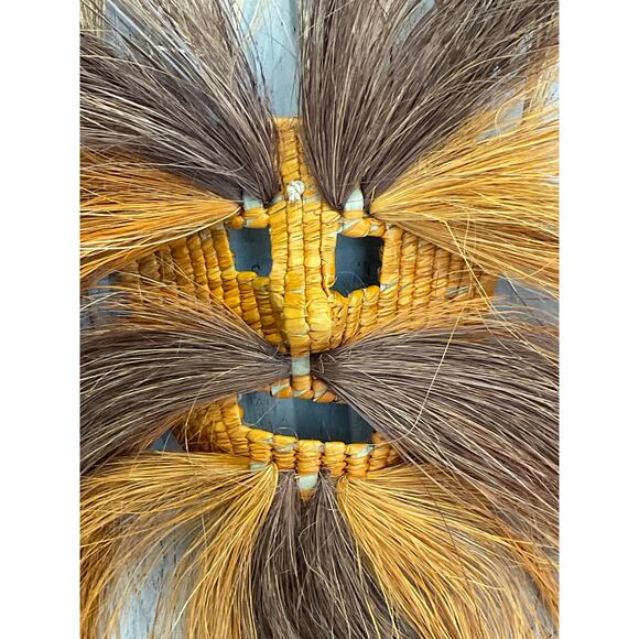 Woven Tribal Festival Mask Rustic Boho Decor Wearable Decorative Dimensional - Picture 3 of 10